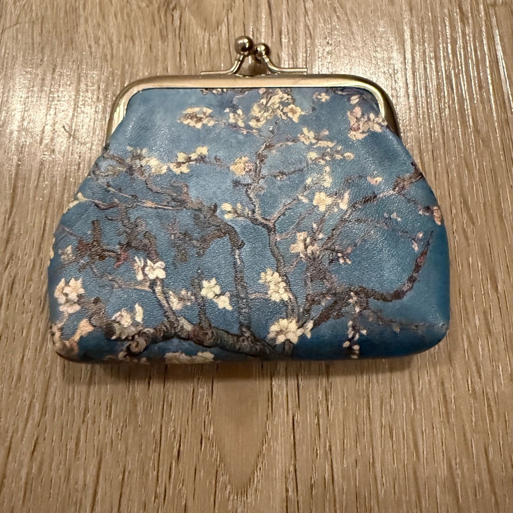 Almond Blossom Floral Blue Coin Purse by Van Gogh